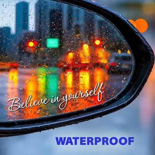 (3 Pcs) Believe in Yourself Mirror Sticker Inspirational Motivational Quote Vinyl Decal for Car Rear View Mirror Window Laptop Motorcycle Waterproof Aesthetic Sticker 4 Inches