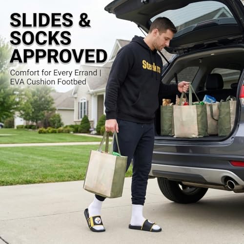Pittsburgh Steelers Men's Slides - Large Water Resistant EVA Foam Sandals