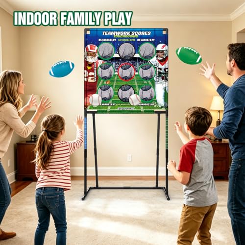 Kids Football and Baseball Toss Game - 9 Hole Target for Outdoor Fun