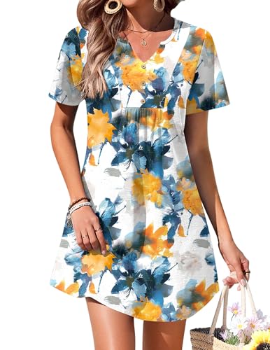 Women's V Neck Swimsuit Cover Up Dress - Ink Floral, Large