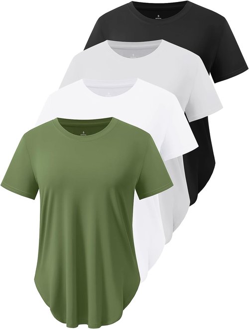 Cosy Pyro Workout Tops for Women - 4-Pack UPF 50+ Short Sleeve Yoga Shirts | Quick Dry Athletic Tees