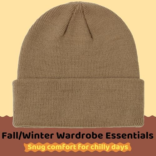 Baby Beanie 3-Pack Winter Hats for Toddler 6-24 Months - Black/Beige/Deep Camel