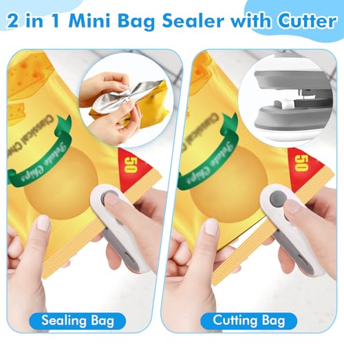 Tiefenets 2-in-1 Mini Bag Sealer & Cutter Portable USB Rechargeable Food Saver