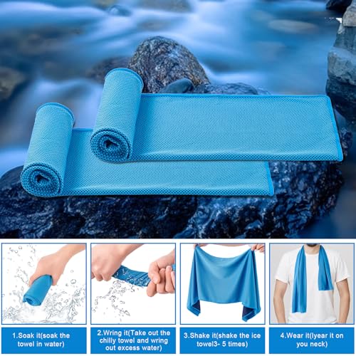 4 Pack Cooling Towel (40"x12"), Soft Breathable Chilly Towel, Ice