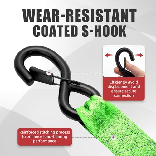 Retractable Ratchet Tie-Down Straps 1" x 10ft, 1800 lbs, Heavy Duty