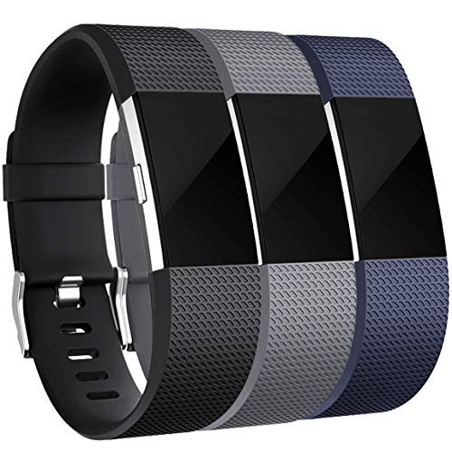 Fitbit Charge 2 Replacement Bands - Large Gray/Blue/Black 3-Pack