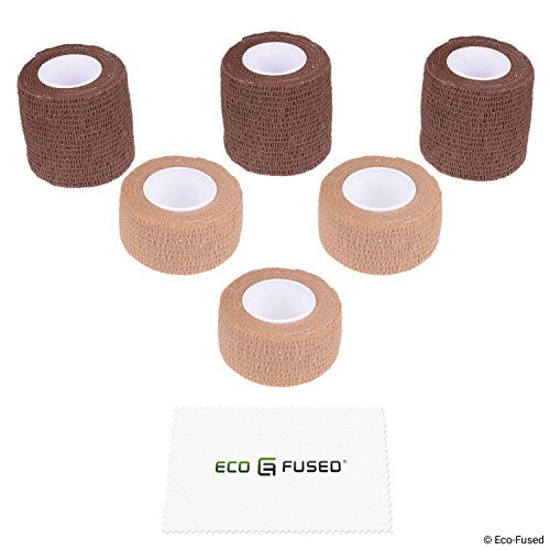 Self-Adhering Bandage Tape - 6 Pack, 1.97" & 0.98" - Light & Brown Skin