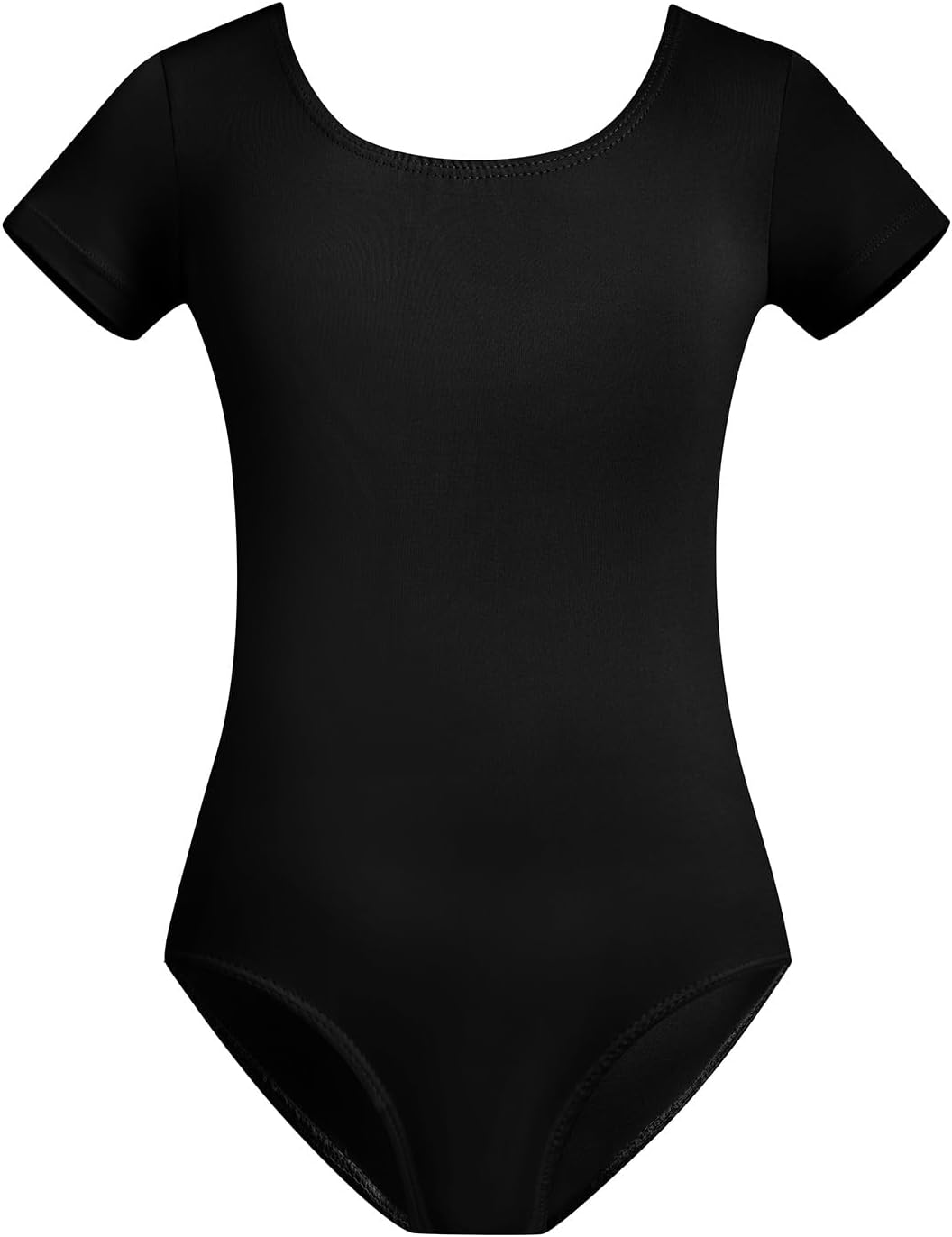 Skiennix Gymnastics Leotards for Girls - Short Sleeve Bodysuit in Black, Pink & White