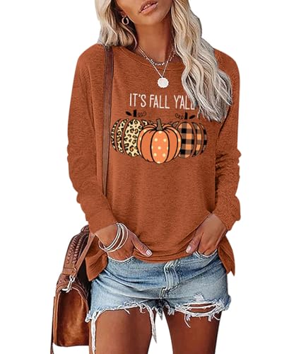Baokuan Womens Pumpkin Graphic Sweatshirt Brown Large - Crewneck Casual Fall Long Sleeve