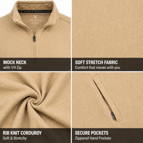Spyder Mens Quarter Zip Sand French Terry Sweatshirt XL