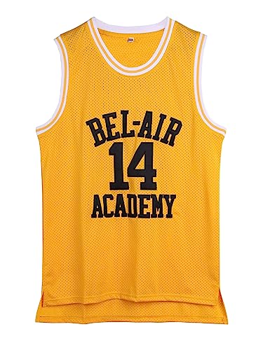 Unisex 90s Fresh Prince Academy #14 Jersey Shirt - 3X-Large Yellow