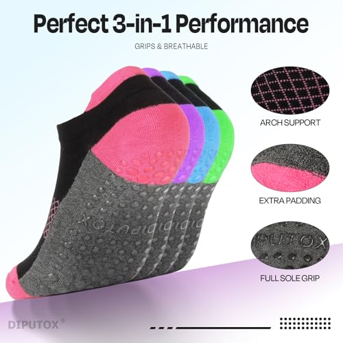 Non-Slip Pilates Socks with Grips for Women - Multi02