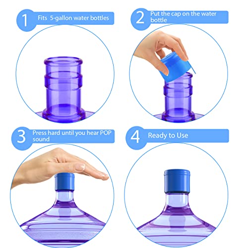 Silicone Water Bottle Cap Set - 5-Pack Leakproof Lids for 5-Gallon Jugs