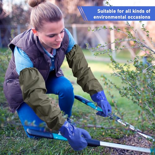 MUMUKE 3-pair set Long Waterproof Gloves, Long Chemical Gloves, Reusable, Padded Cotton Lined/Acid & Oil Resistant 28 inch