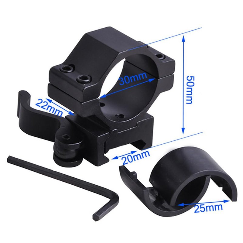 Calitte 25/30mm Quick Release Torch Fixed Clamp Flashlight Mount with Stainless Steel Screws