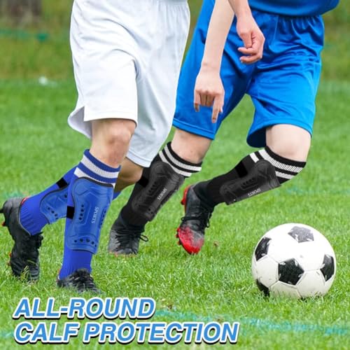 YtotY M Soccer Shin Guards & Long Socks Set for Kids 3'11-5'4 Tall, Impact-Resistant Youth Football Protective Gear