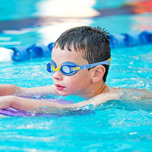 Kids Anti-Fog Swim Goggles - No Leak Comfort Fit for Ages 4-10 - Blue