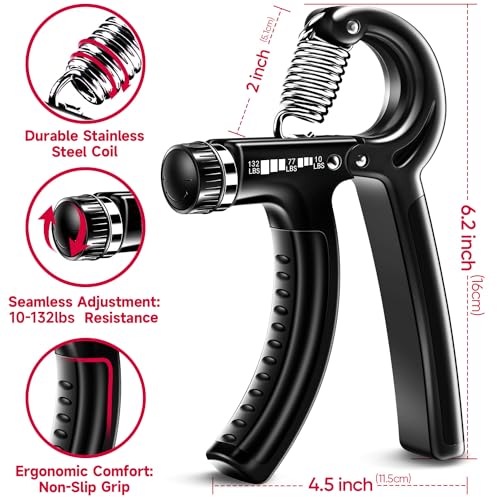 Adjustable Hand Grips Strengthener Kit - 5 Pack for Grip Training