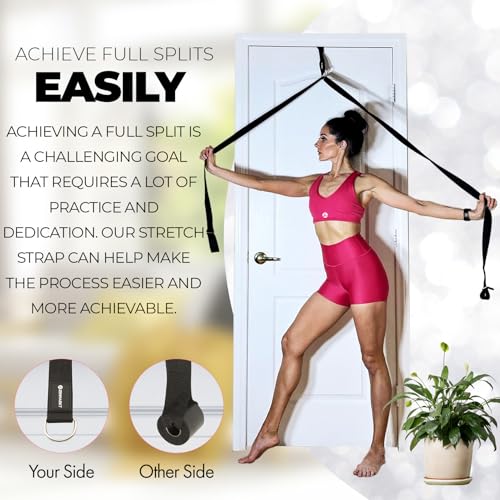 Pilates Stretching Strap with Door Anchor for Flexibility - Black