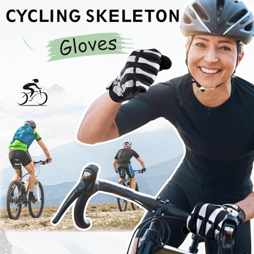Skeleton Cycling Gloves for Men, Women & Kids - Black, Small