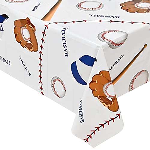 Baseball Tablecloth Set - 2 Pack Plastic Covers, 87x51 Inches