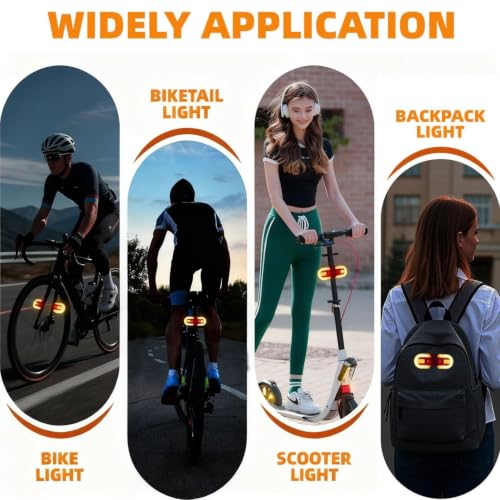 JINRUITOP 4Pcs Bike Tail Lights with Turn Signals, Wireless Remote USB Charging, Waterproof Bicycle Rear Lights with 5 Modes for Night Riding