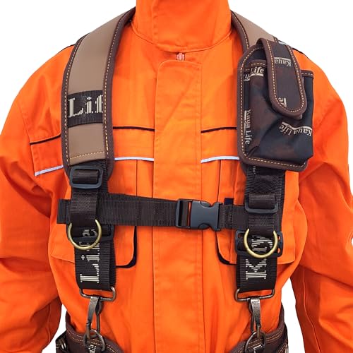 Tool Belt Suspenders for Men Tactical with Detachable Pouch and Premium Stitching ? Extra Belt Loops for Any Tool Belt, Heavy Duty Steel Hooks, Comfortable Padded Straps