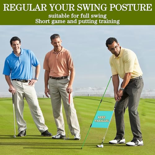 Golf Alignment Sticks 48" - 2 Pack Green, Collapsible Training Aid