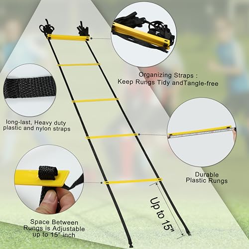 20ft Adjustable Agility Speed Ladder for Sports Training