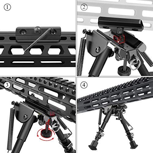 Adjustable 6-9 Inch Rifle Bipod with Quick Release Adapter - Lightweight & Stable for Hunting