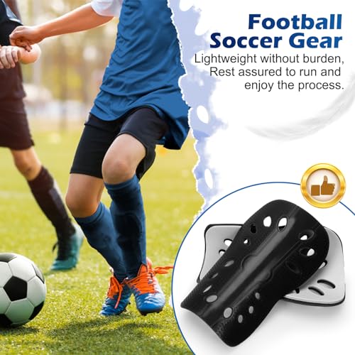 Soccer Shin Guards - Superlight Breathable Protective Gear - Black and White / Large