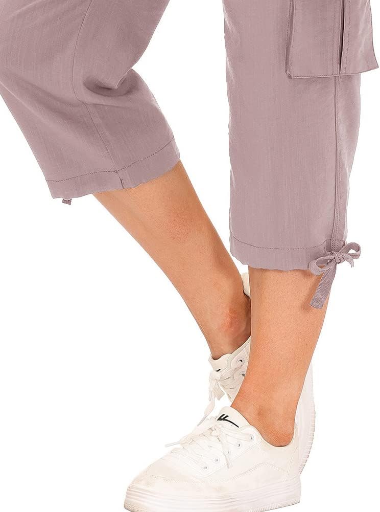 MoFiz Women's Capris - Lightweight Casual Cargo Pants with Pockets | Loose Fit for Hiking