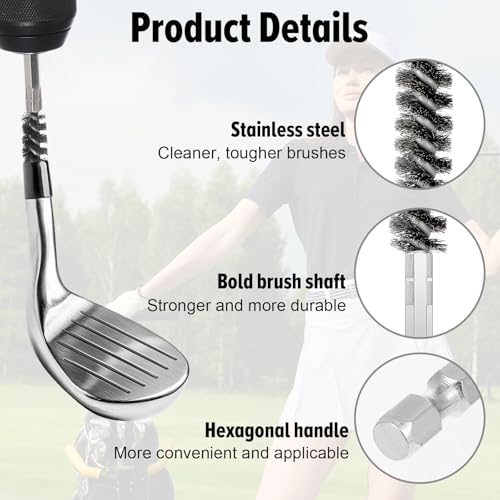 Golf Club Cleaning Brush - Stainless Steel Wire Hosel Brush Set