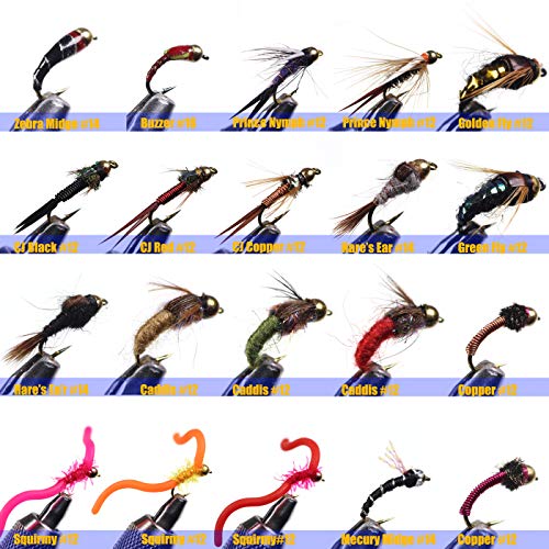 Wifreo 54-Piece Nymph Flies Assortment for Trout Flyfishing Waterproof Fly Box