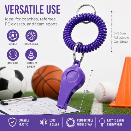 High-Frequency Sports Whistle with Adjustable Wrist Strap - Purple