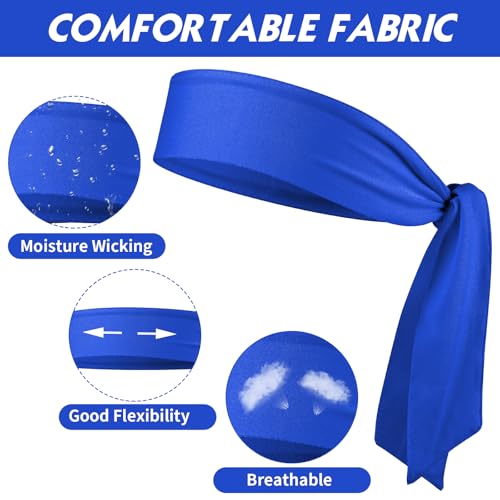 Adjustable Sports Headbands - 3-Pack Black, Royal Blue, Red