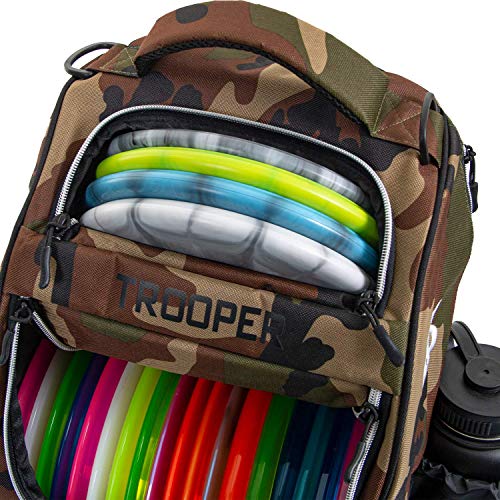 Dynamic Discs Trooper Disc Golf Backpack Woodland Camo—Holds 18+ Discs