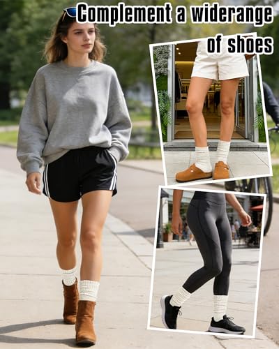iCamter Slouchy Socks for Women, Boot Scrunch 4 Pairs