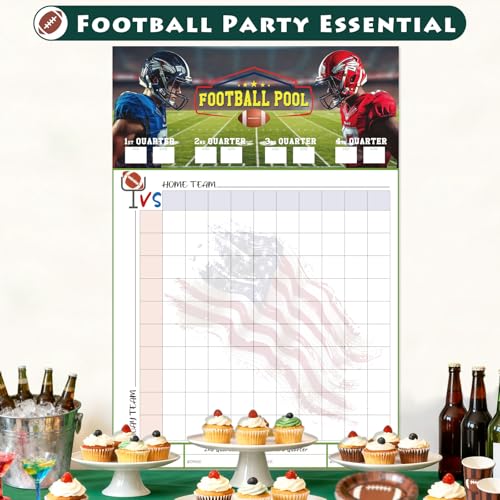 Football Squares Board - Extra-Large 19"x28" Game Poster
