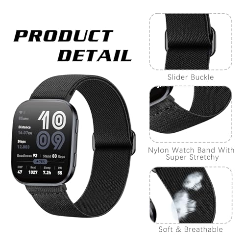 Nylon Watch Bands for Amazfit Bip 6/5/Active Max - Black, Army Green, Blue-Gray