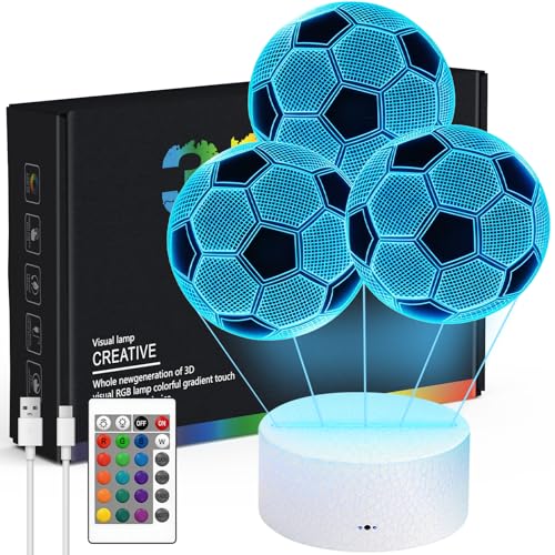 3D Illusion Soccer Night Light - 16 Colors, Remote Control