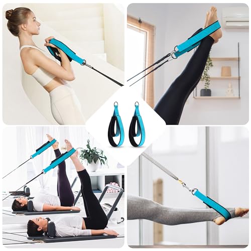 Pilates Double Loop Strap with D-Ring - 2PCS Blue Workout Accessory