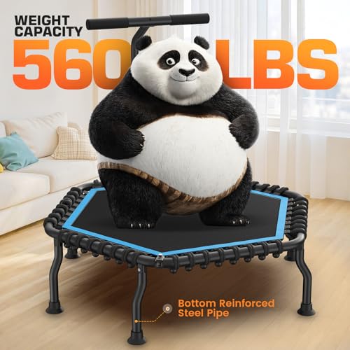 Foldable 50" Rebounder Trampoline for Adults - Black/Blue