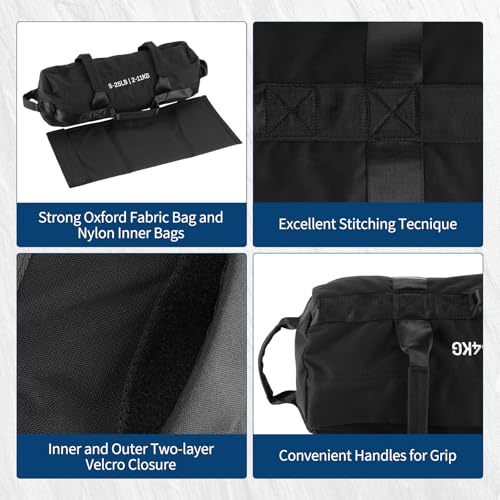 Adjustable Sandbag for Fitness Training - 5-125 LBS (3 PCS) - Black