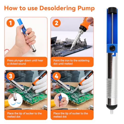 Soldering Iron Kit,90W LED Digital Solder Iron Soldering Gun kit,Adjustable Temperature(180¡ÆC-480¡ÆC),19-in-1 Welding Tool Including Desoldering Pump, Multimeter, 5 Solder Tips,Helping Hands