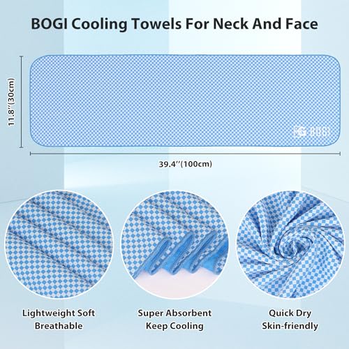 Cooling Towel for Neck & Face - Soft & Breathable Blue 40" x 12"