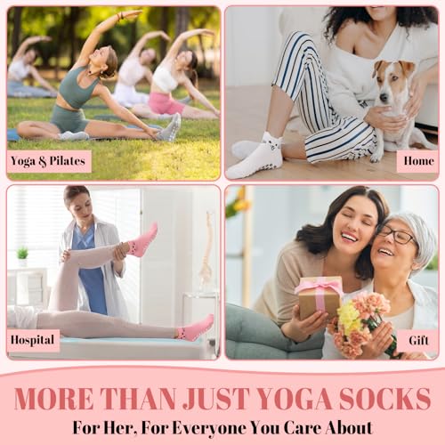 Cute Non-Slip Cat Pilates Ankle Socks for Women - 6 Pairs, One Size