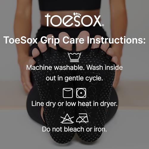 Toesox Luna Grip Socks Half-Toe for Pilates, Yoga & Dance – Non-Slip Barre Socks