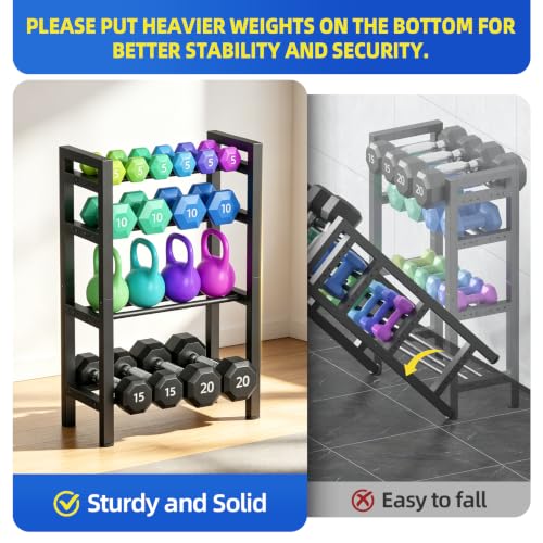 4-Tier Dumbbell Rack - Adjustable Heavy-Duty Storage Rack - Short