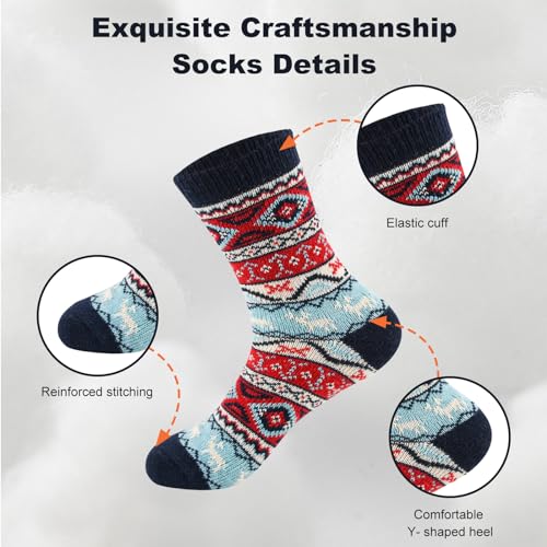 Cozy Wool Socks for Women - 5 Pairs, Multicolor - Gift Idea